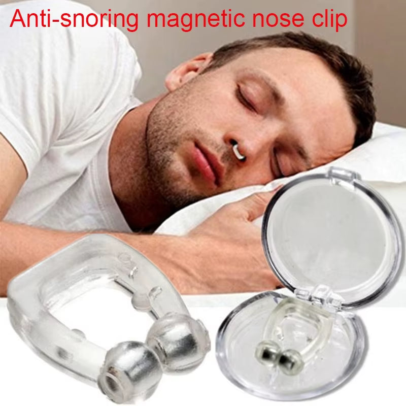 Magnetic Anti-Snoring Nose Clip - Sleep Aid Device for Improved Breathing and Apnea Management with Protective Case