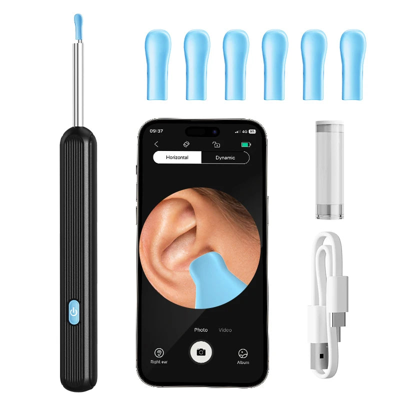 Wireless Ear Wax Removal System with Endoscopic Camera and Luminous Cleaning Tools for Safe Ear Care