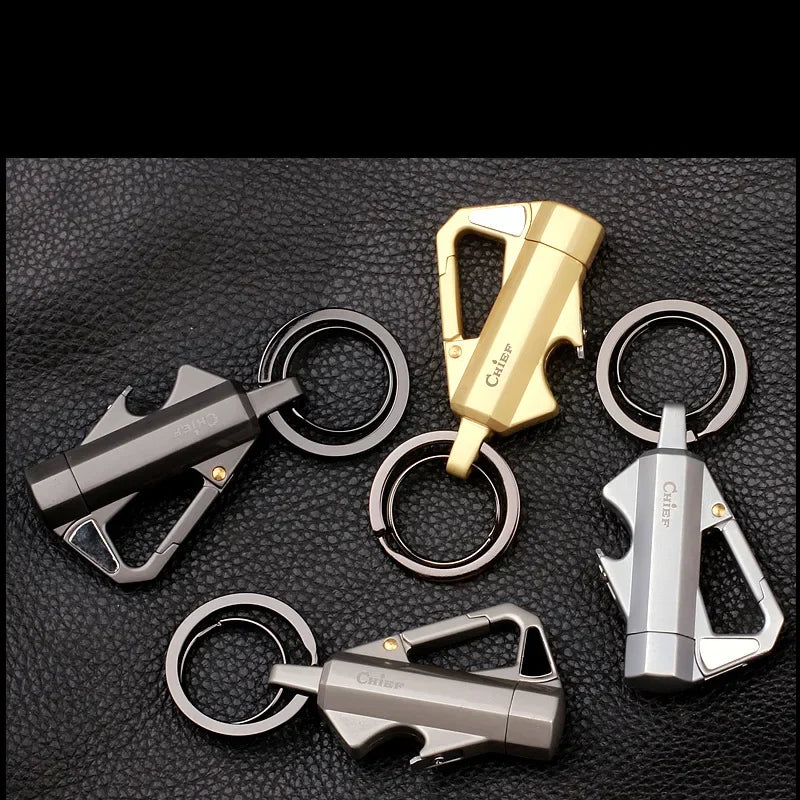 Multifunctional Portable Keychain Lighter with Bottle Opener - Windproof Outdoor Fire Starter and Mini Gadget