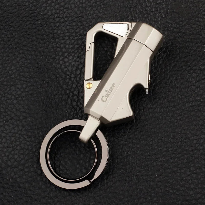 Multifunctional Portable Keychain Lighter with Bottle Opener - Windproof Outdoor Fire Starter and Mini Gadget