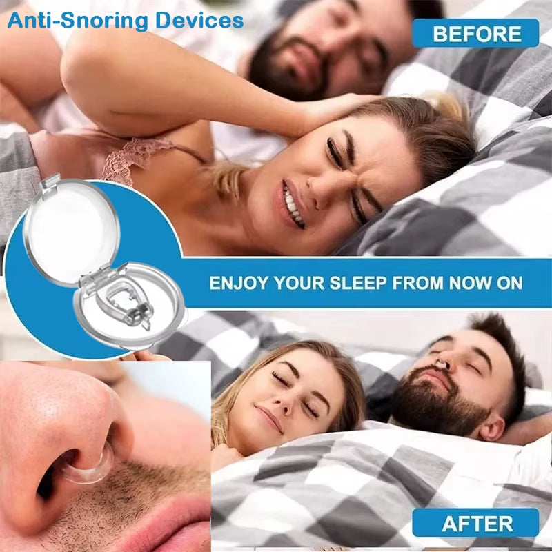 Magnetic Anti-Snoring Nose Clip - Sleep Aid Device for Improved Breathing and Apnea Management with Protective Case